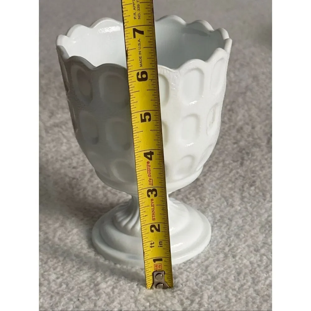 Vintage E.O. Brody Co. Thumbprint White Milk Glass Vase/Cleveland, Ohio